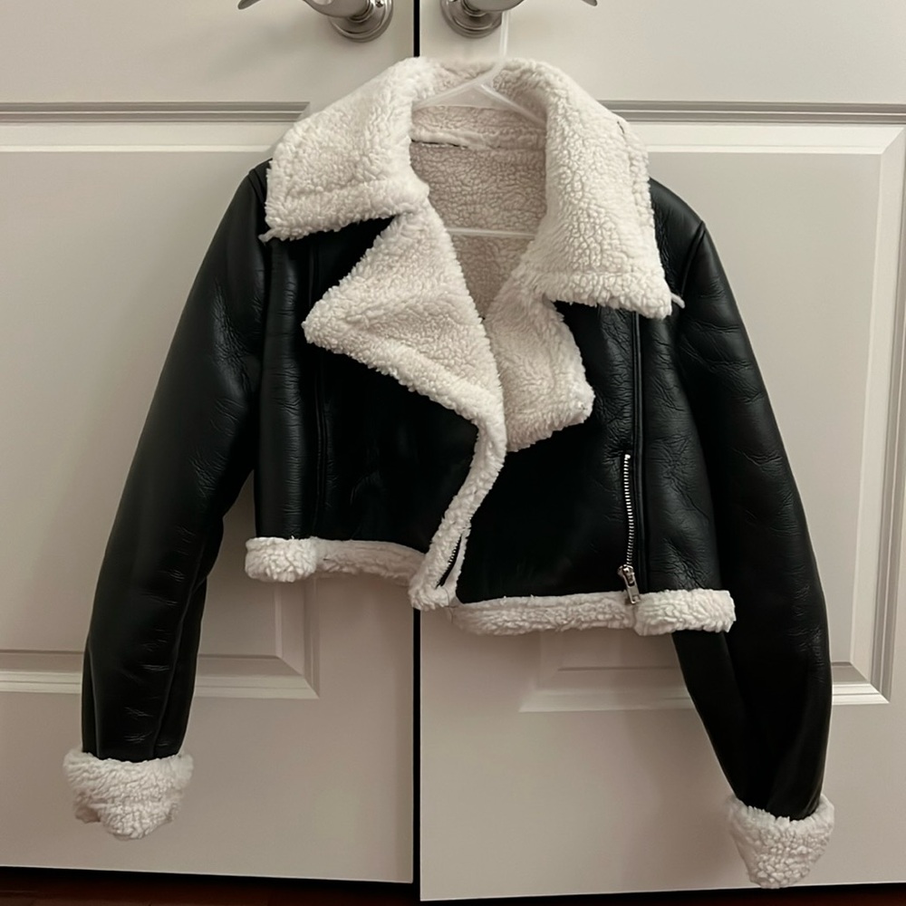 Fluffy "Leather-like" Jacket